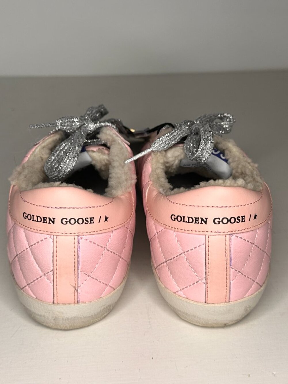 Super-Star Golden Goose Pink Quilted Faux Fur Lined Sneakers Women Size 36 / New - Picture 3 of 12